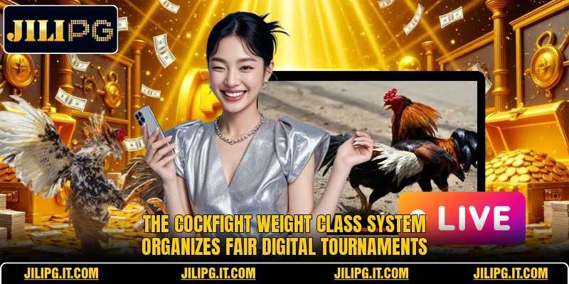 The cockfight weight class system organizes fair digital tournaments